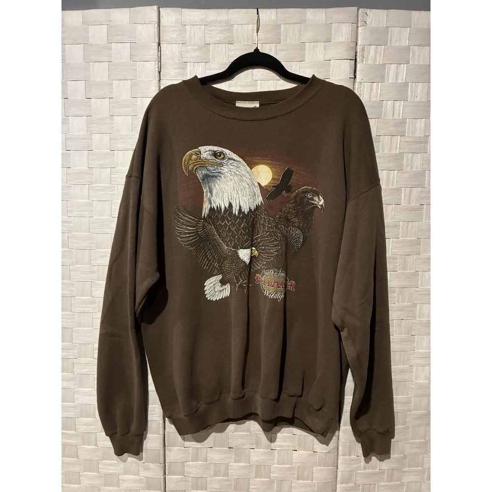 Vintage Fieldmaster Eagle Wildlife Crewneck Sweatshirt Men's XL Brown USA